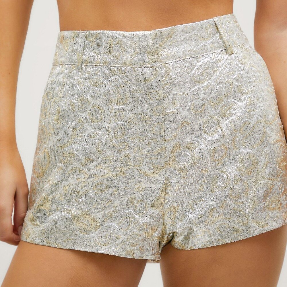 Nasty Gal Premium Tailored Jacquard Metallic Shorts US Size 10 NWT - Picture 4 of 4